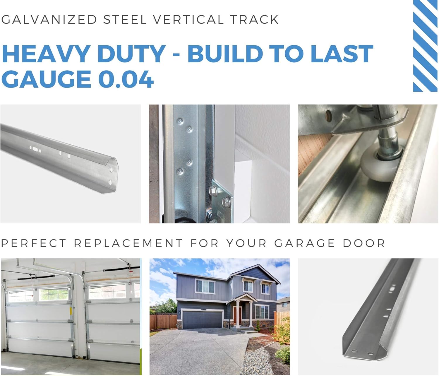 Garage Door Vertical Track Replacement ?C Set of Left and Right for 7 Foot Tall – Garage Door Rails Galvanized Steel Hardware Door Rails for Residential/Light Commercial Side Tracks for 2-inch Rollers - Image 3